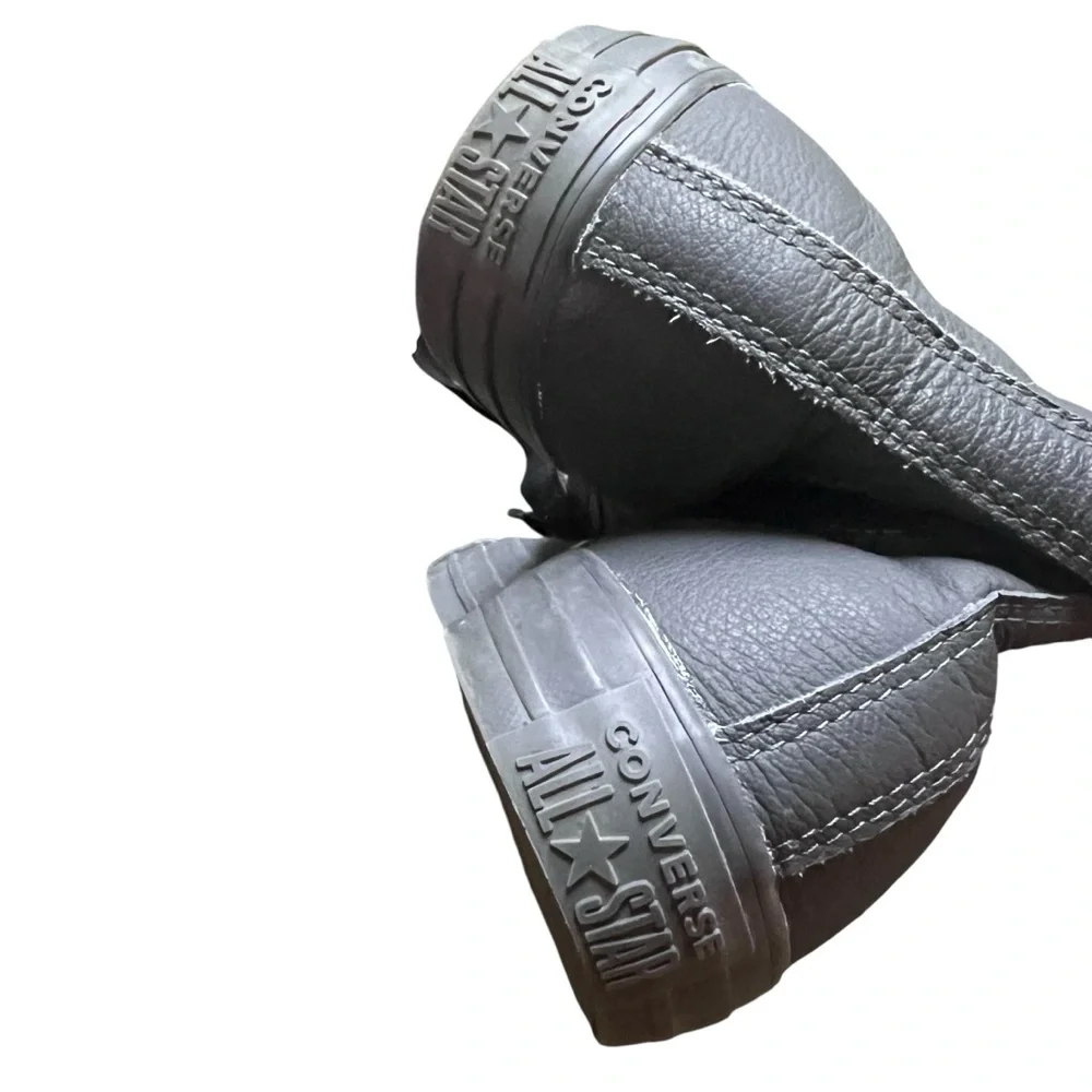 Converse Black Genuine Leather High-Top Gold Logo Sneakers Women 9 EUC - Picture 5 of 9